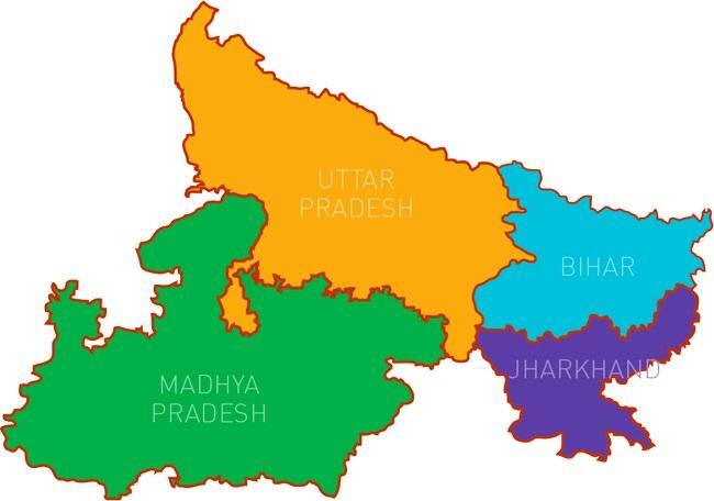Major Hindi speaking states of North India Major Hindi speaking states of North India